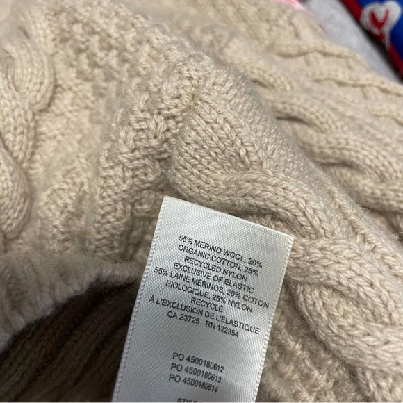 Aritzia Sunday Best Peggy Cream Cable Knit Crew Neck Sweater Oversized Crop XXS - Picture 8 of 11